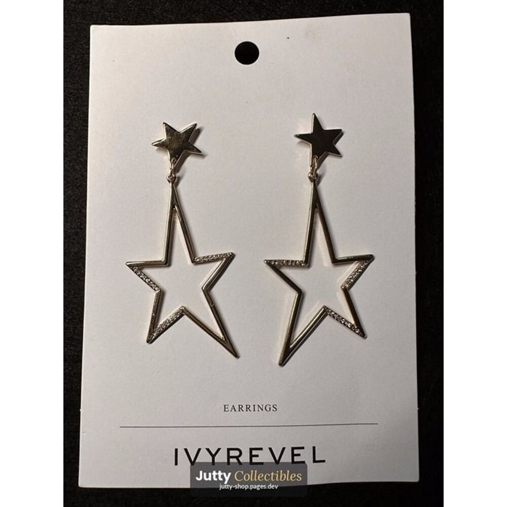 gold tone star drop earrings layered boho dangle statement nwt